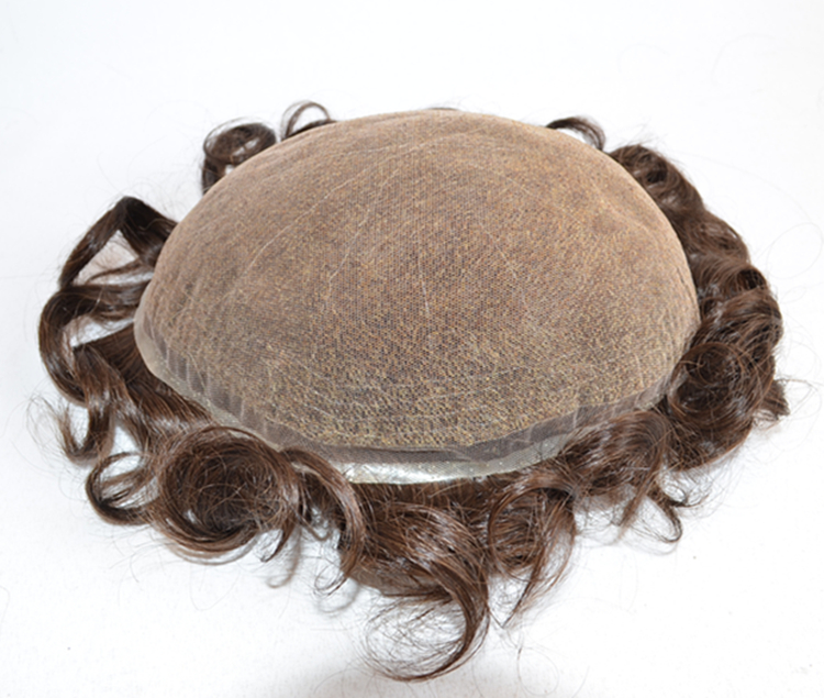 Factory price full bleached knots swiss lace toupee in stock QM061